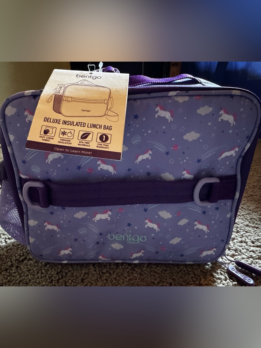 Bentgo Purple Unicorn Insulated Lunch Bag NWT